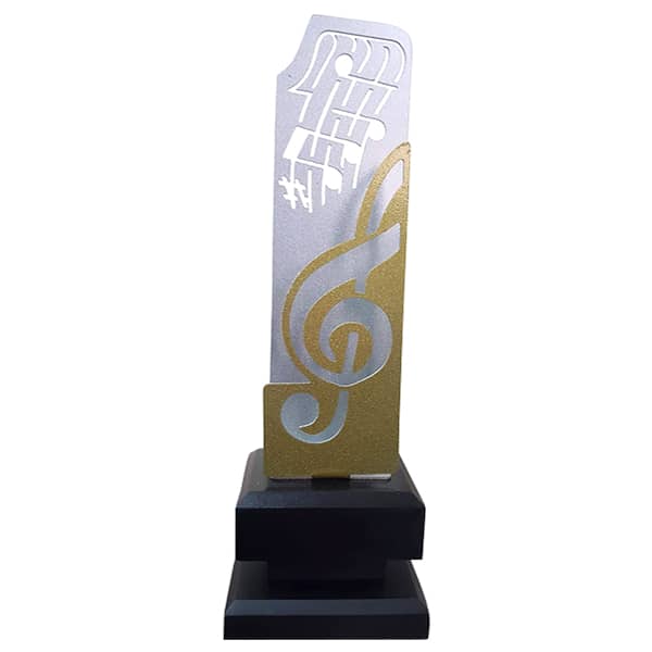 Trofeo de Música de Aluminio con Peana Madera