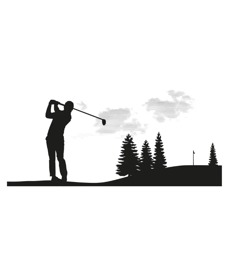 Hombre golpeando con paisaje