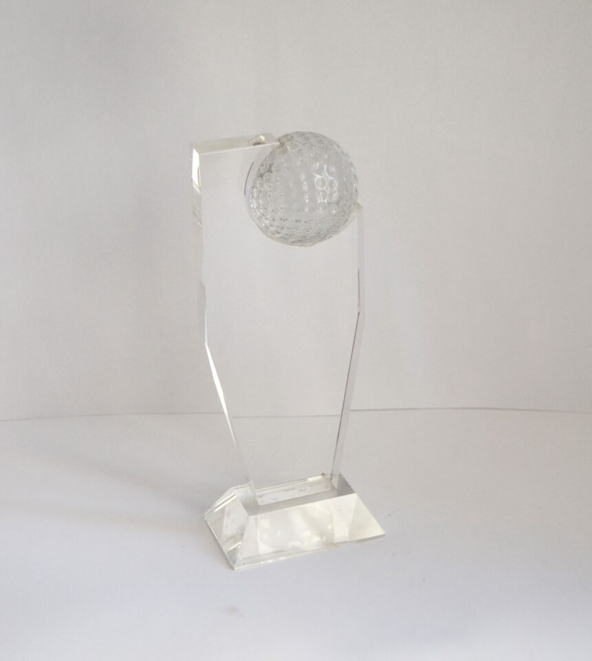 trofeo cristal rectangulo golf cortado